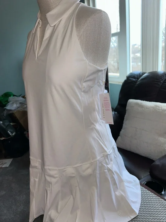 Lilly Pulitzer White Sleeveless Tennis Dress with Pleated Skirt& Shorts Size L - Picture 12 of 14